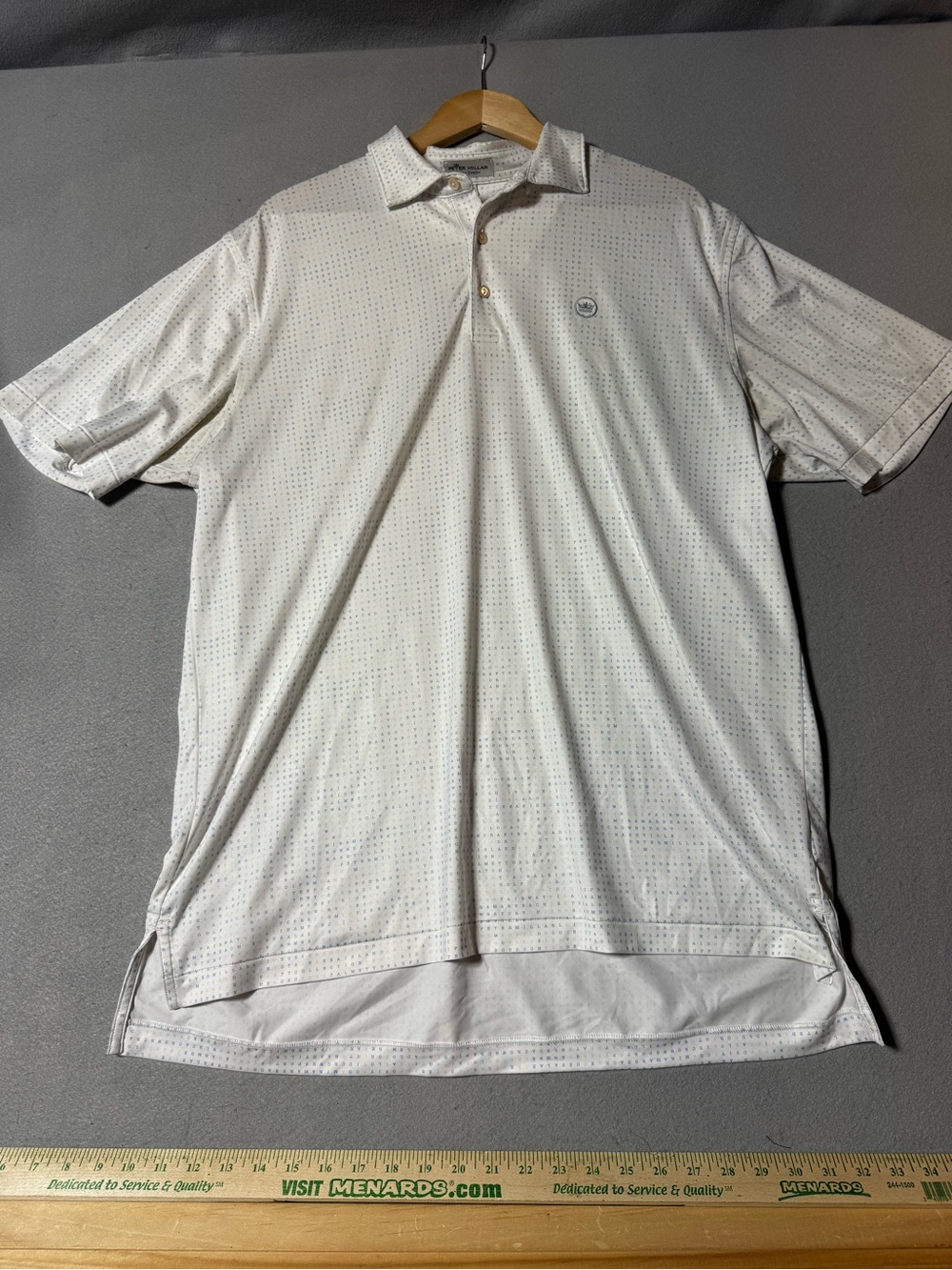 Peter Millar White Micro-Pattern Polo Size L